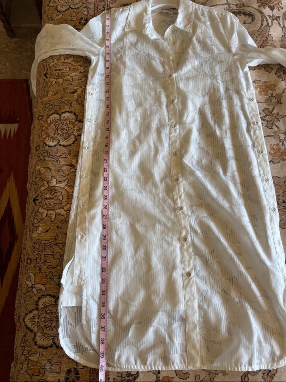 Johnny Was Sheer White Floral Midi Dress or Open Jacket XS - Picture 8 of 9